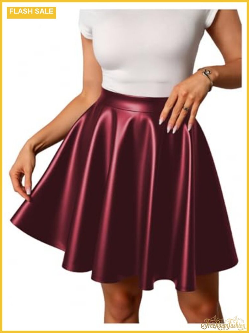 Faux Leather High Waisted A Line Mini Skirt Casual Party